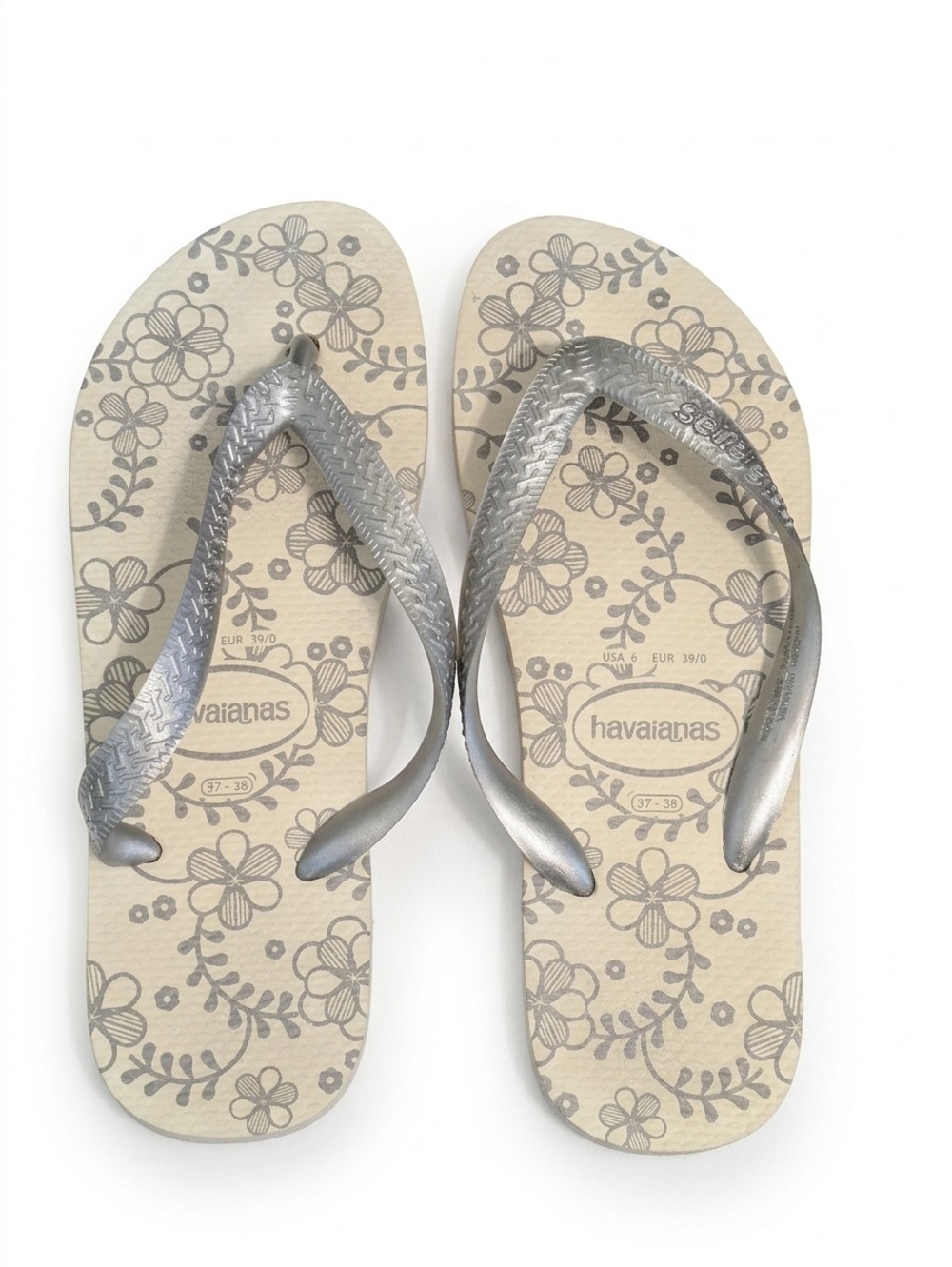 Havaianas Women's Silver Floral Flip Flops